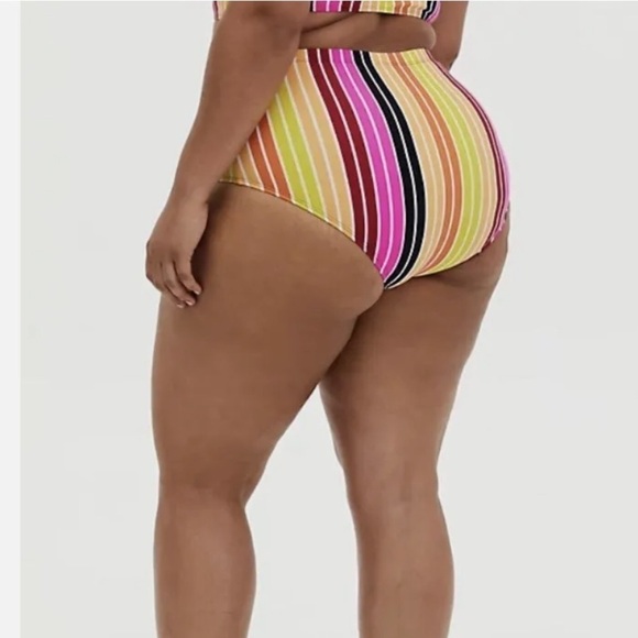 NWT Torrid High Waisted Smooth Swim Bottoms Multi Color Stripes - Picture 2 of 3